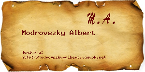 Modrovszky Albert névjegykártya